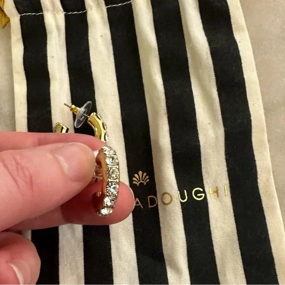 Lele Sadoughi Crystal Chunky Pave Huggie Hoop Earrings - Picture 7 of 11